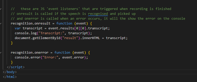 js event listener code screenshot