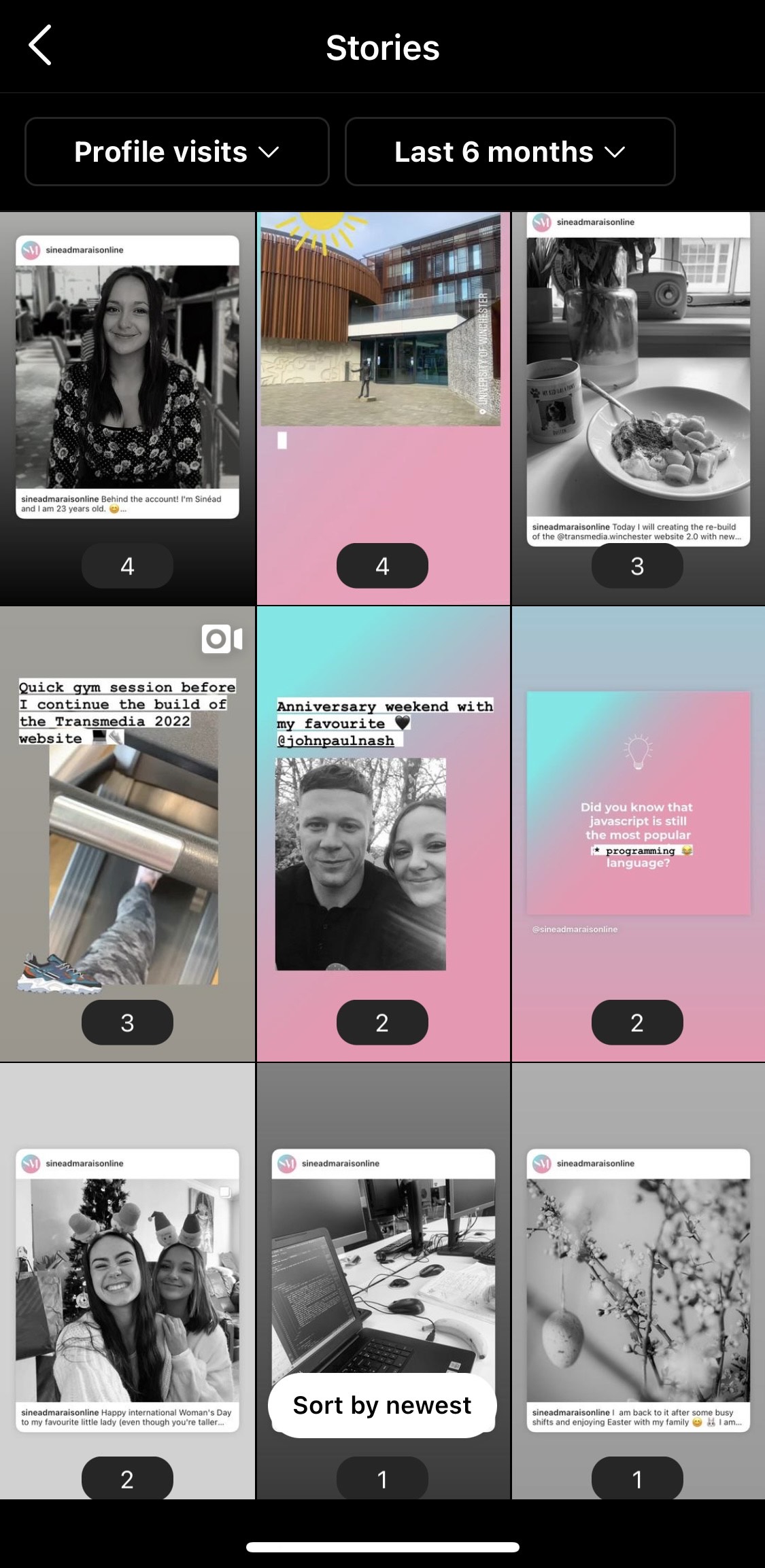 screenshot of instagram follows insights